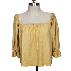 Nation LTD NWT Luca Peasant Top M Yellow Pima Cotton Cottagecore Square Neck